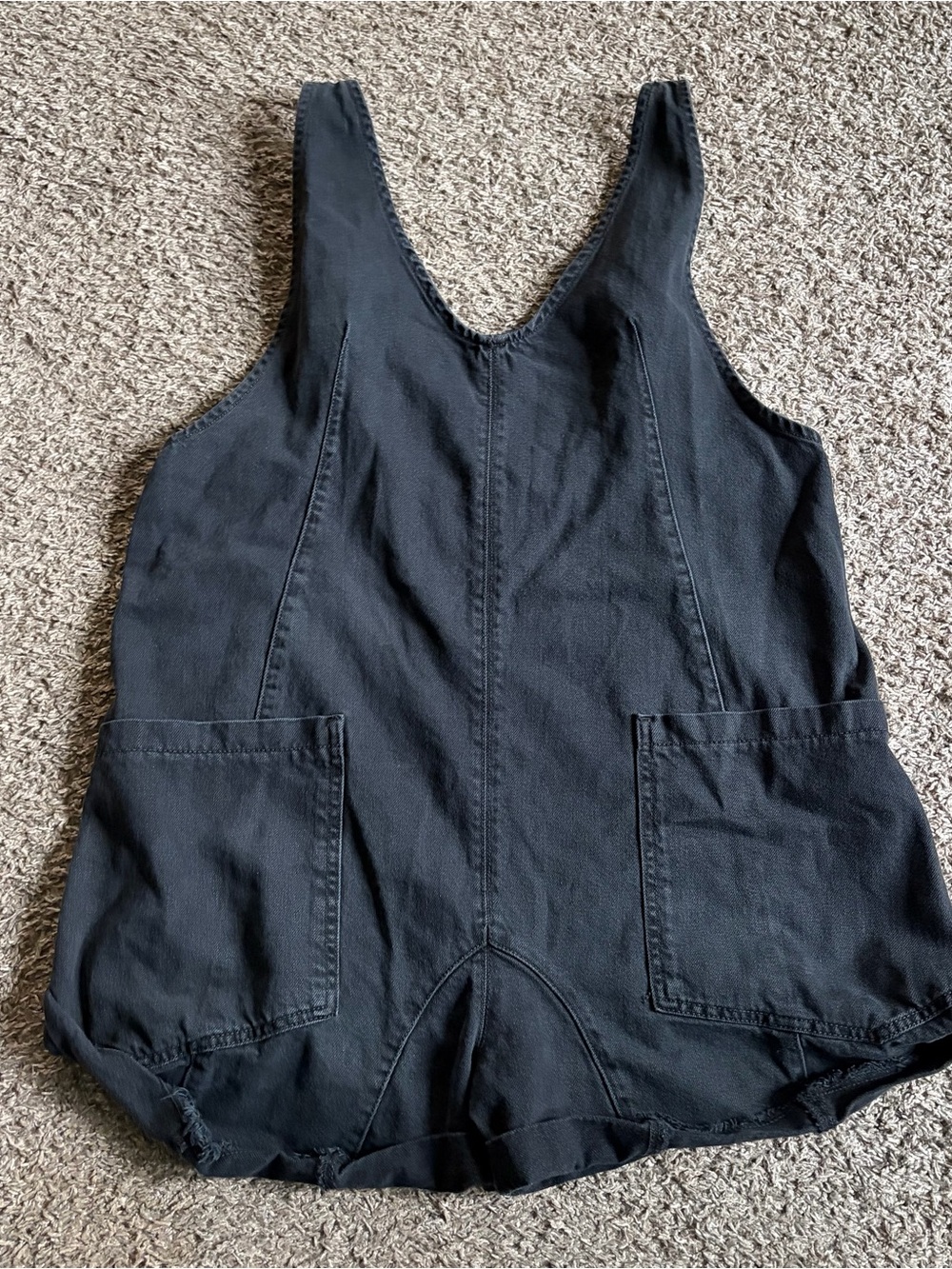 Free People We the Free High Roller Denim Short Overalls Black Oversized